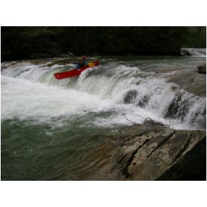 Scott Gravatt in Crapper Falls (Photo by Lou Campagna - 4/27/04)