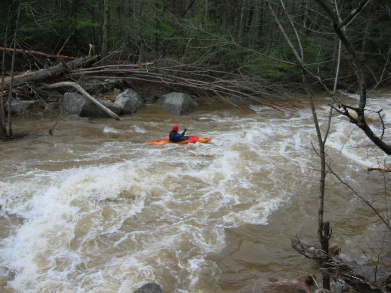 Bob Maxey in runout of the big South Fork rapid (Photo by Lou Campagna - 4/26/04)