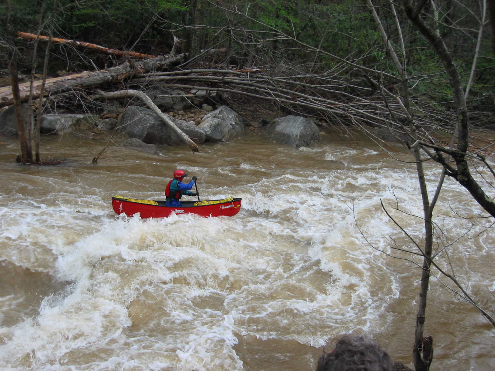 Scott Gravatt in runout of the big South Fork rapid (Photo by Lou Campagna - 4/26/04)