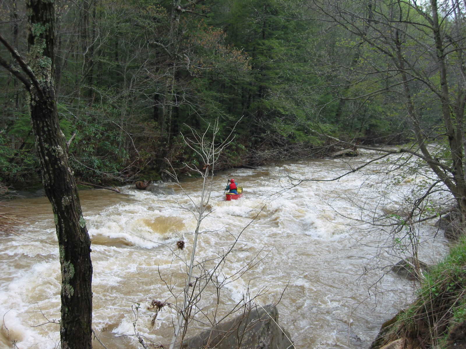 Scott Gravatt continuing below the big South Fork rapid (Photo by Lou Campagna - 4/26/04)