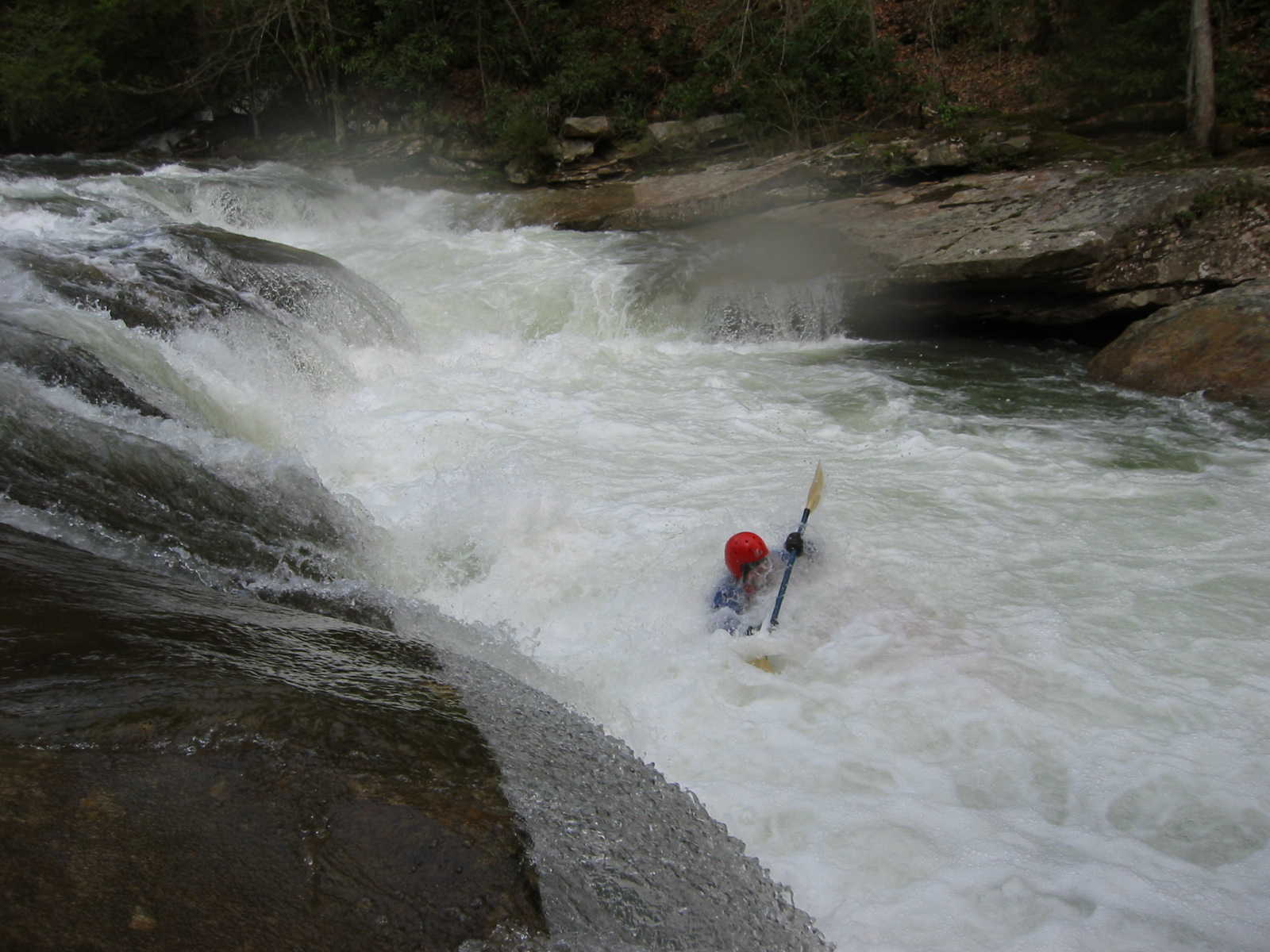 Bob Maxey at bottom of first of the Three Falls a.k.a. Lunch Ledge (Photo by Scott Gravatt - 4/27/04)