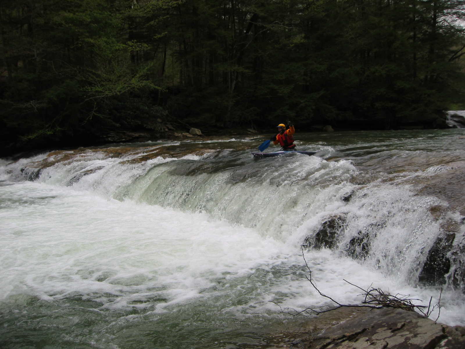 Scott Zetterstorm in Crapper Falls (Photo by Scott Gravatt - 4/27/04)