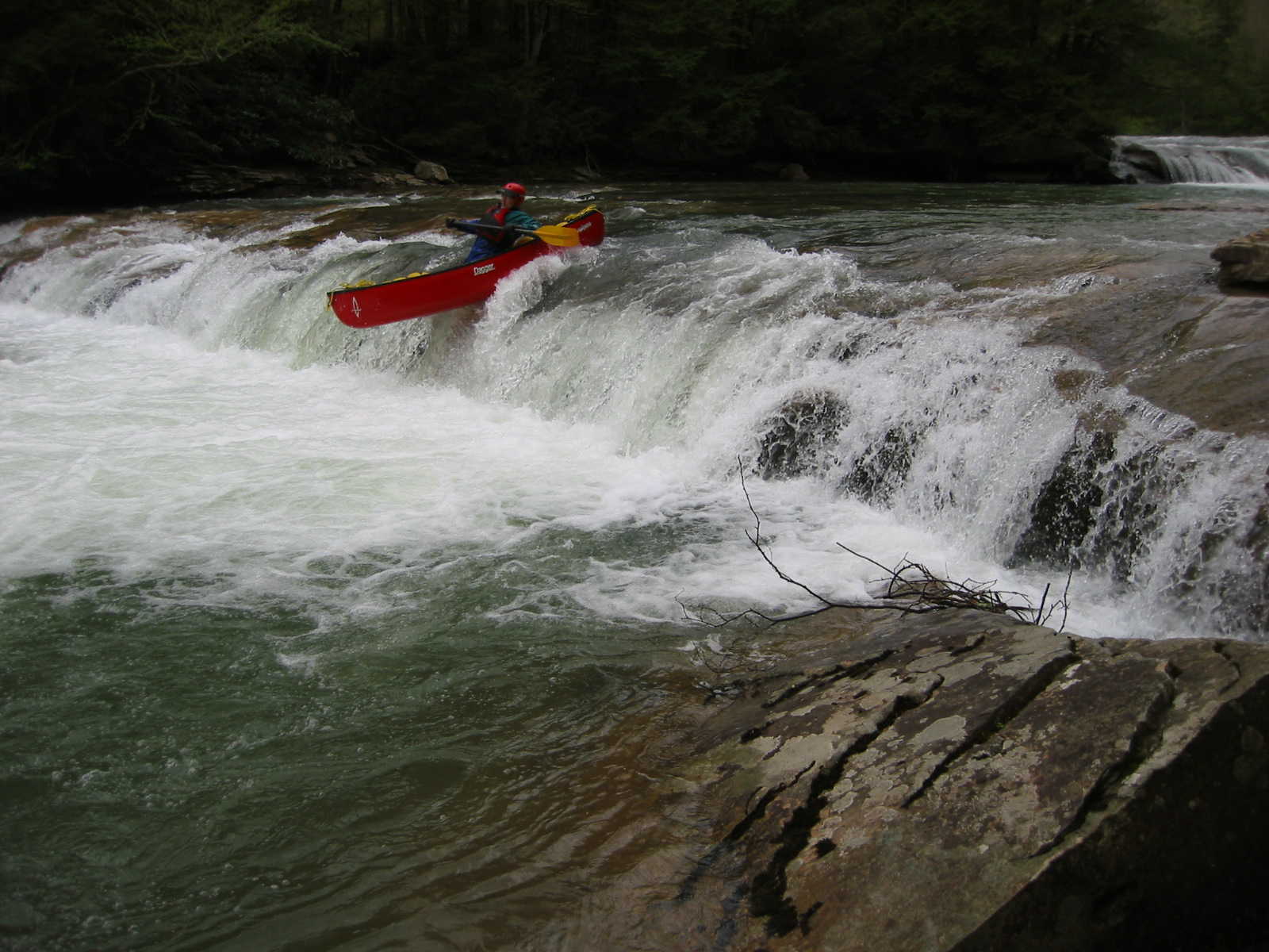 Scott Gravatt in Crapper Falls (Photo by Lou Campagna - 4/27/04)