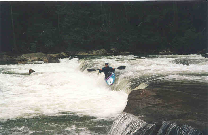 Jennifer Jones at the big ledge on the Upper Big Sandy (Photo by Scott Gravatt)