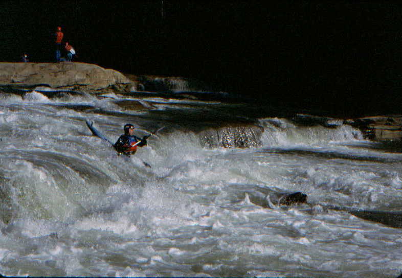 Another boater at the big ledge on the Upper Big Sandy (Photo by Bob Maxey - 2/24/96)