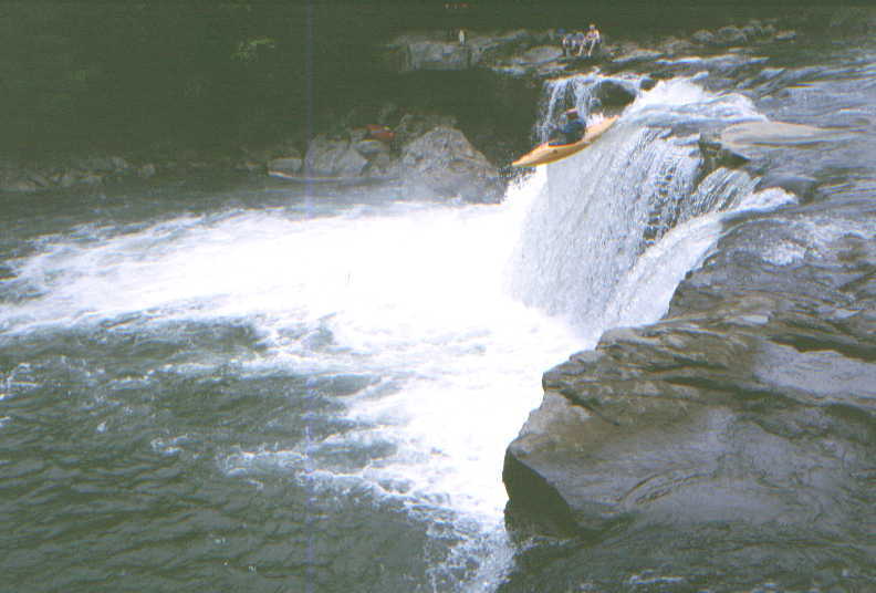 Keith Merkel at Wonder Falls on the Lower Big Sandy (Photo by Bob Maxey - 5/25/02)