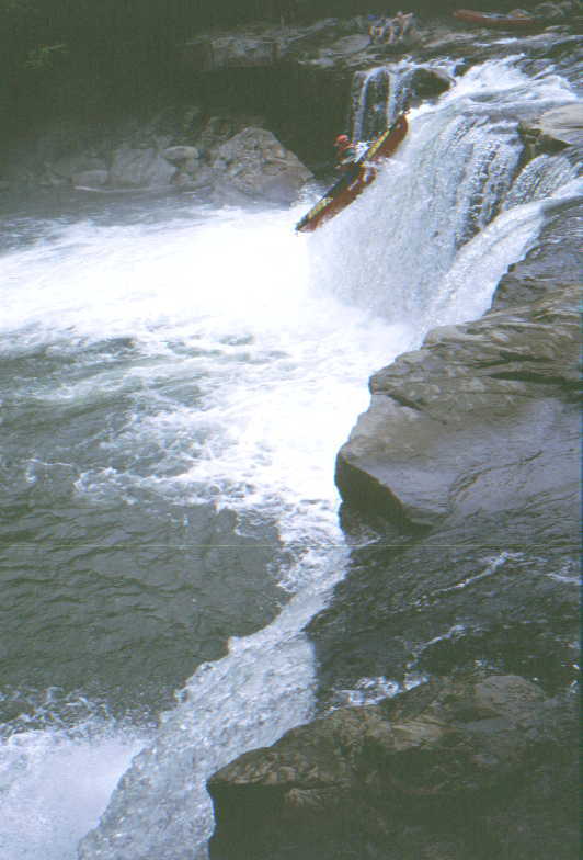 Scott Gravatt at Wonder Falls on the Lower Big Sandy (Photo by Bob Maxey - 5/25/02)