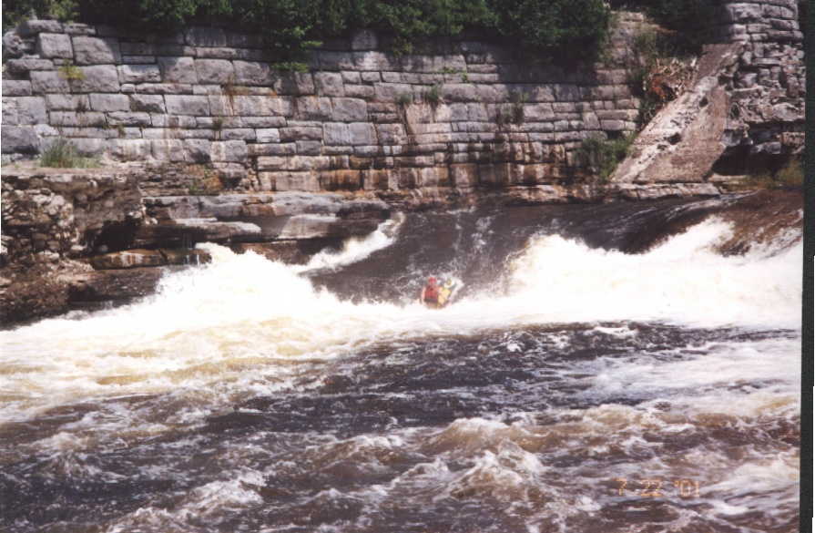 Scott Gravatt trying out the Poopchute (Photo by Keith Merkel - 7/22/01)