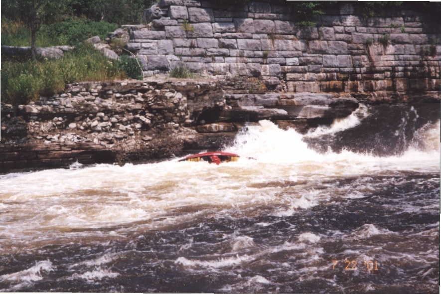 Scott Gravatt flushed out of the Poopchute (Photo by Keith Merkel - 7/22/01)