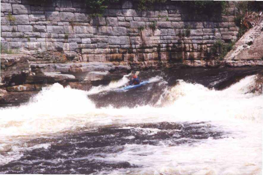 Bob Maxey following Scott down the Poopchute (Photo by Keith Merkel - 7/22/01)