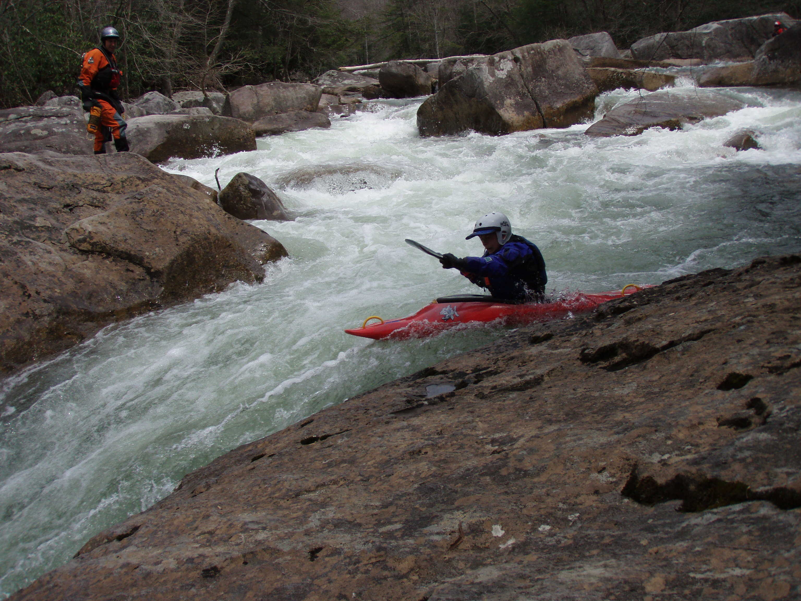 Denise heading for final drop of S-Turn. (Photo by Keith Merkel - 4/18/07)