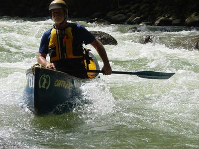 Kim Buttleman refusing to smile despite the warm waters and
beautiful surroundings  (Photo by Court Ogilvie - 11/02)