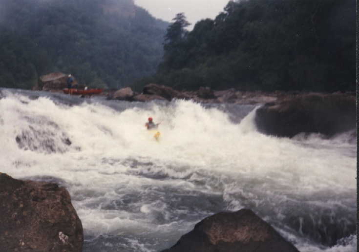 Keith Merkel in Sweets Falls @900 cfs (Photo taken in 1990)