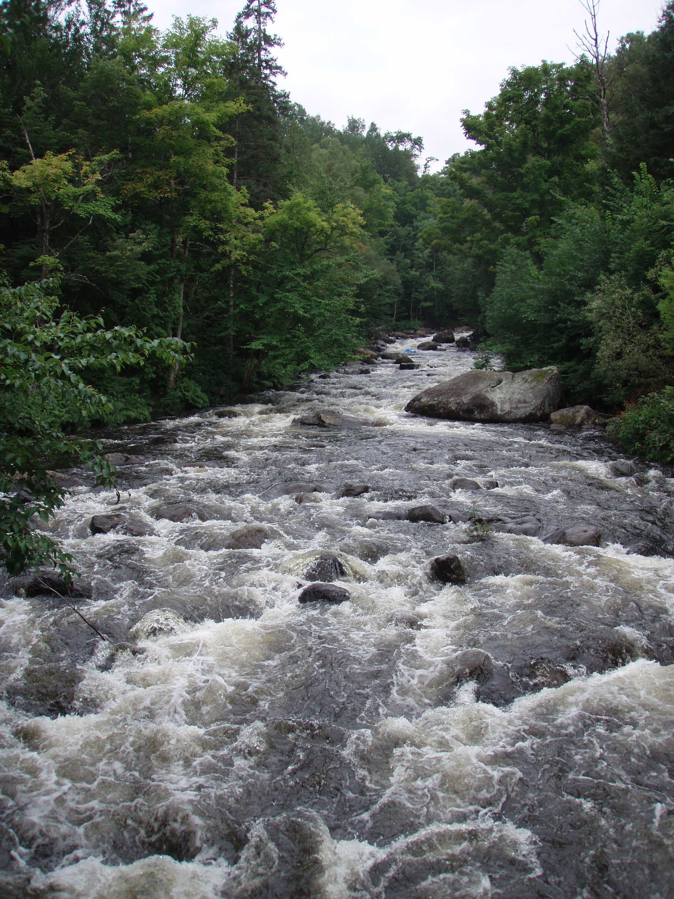 Looking upstream at long class 4 rapid from fourth bridge. (Photo by Keith Merkel - 8/11/08)