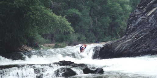 Cahil Converse in Slaughterhouse Falls (Photo by Keith Merkel - 7/4/98)