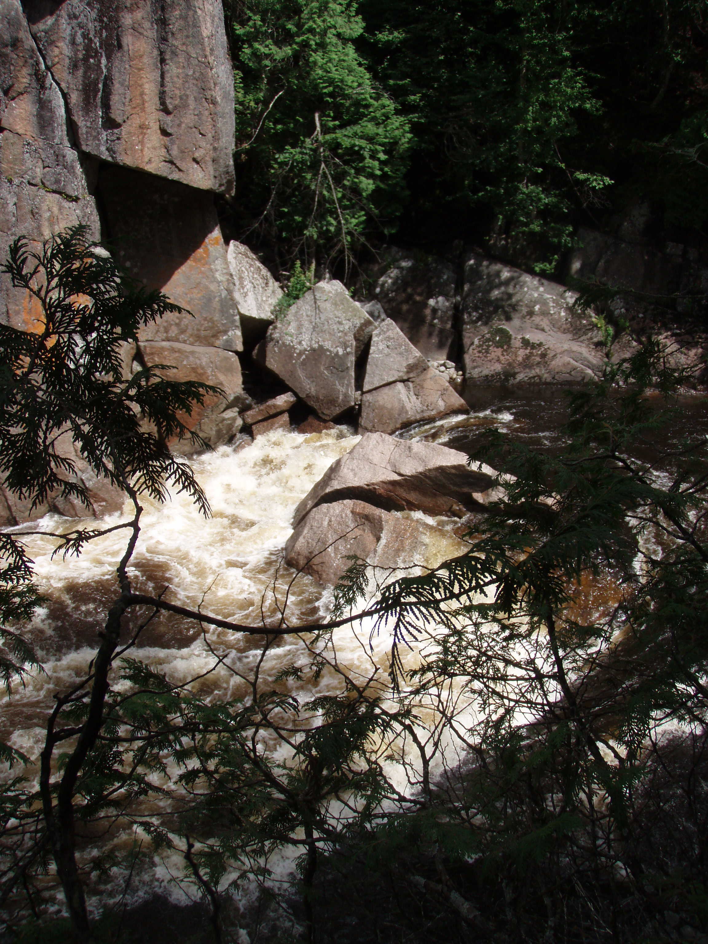 Looking down on the start of the canyon's class 4 from hiking trail. (Photo by Keith Merkel - 8/12/08)