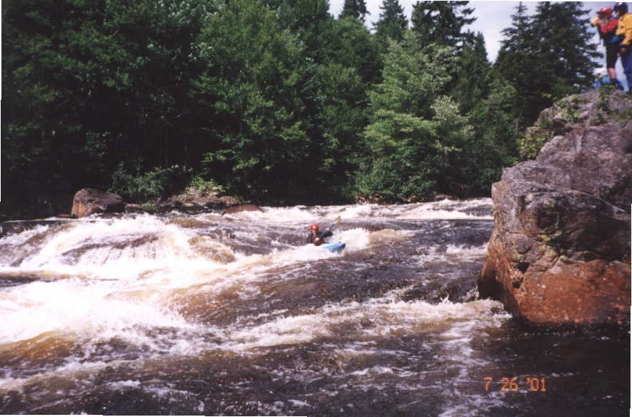 Bob Maxey starting down Surprise/Island Rapid (Photo by Keith Merkel - 7/26/01)