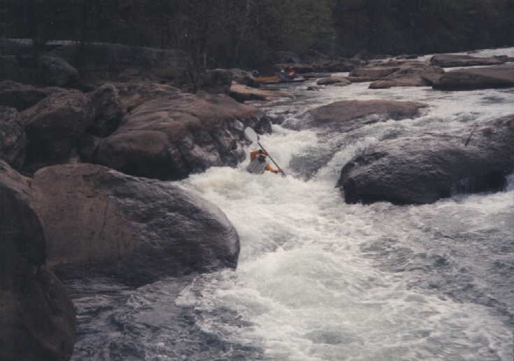 Keith Merkel sneaking Keyhole Rapid @3.7' - 5/9/92