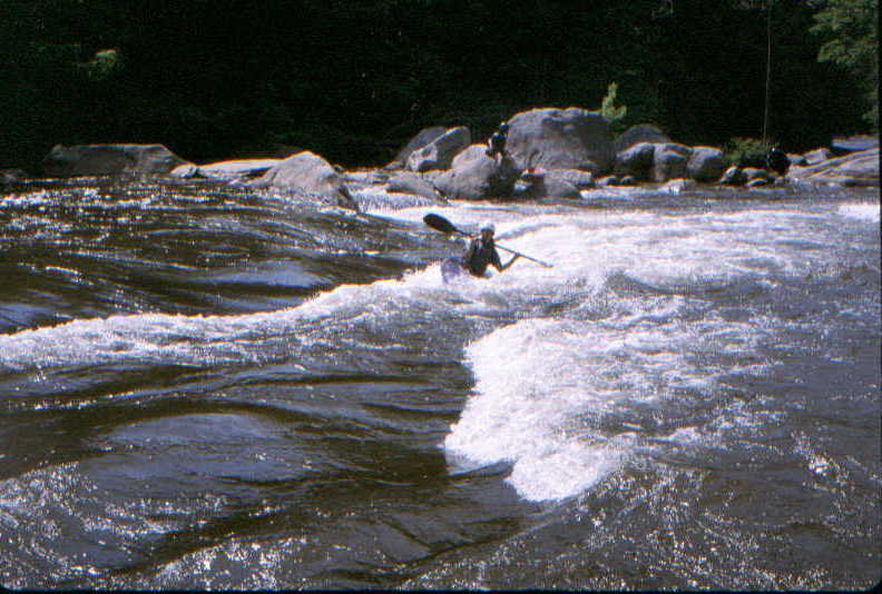 Linda Hanson at great surfing spot (Photo by Bob Maxey - 5/31/99)